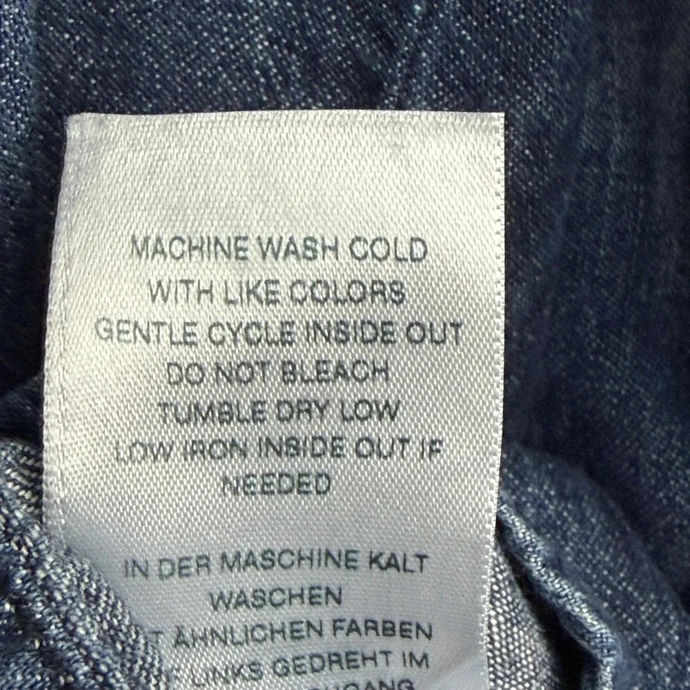 True Religion Western Denim Jean Pearl Snap Shirt Mens M Cotton Blue Great Fade